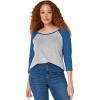 ellos Plus Size Colorblock 3/4 Sleeve Tee(Heather Grey Ocean Sapphire)