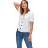 ellos Plus Size Contrast Button-Front Blouse(White)