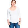 ellos Plus Size Cotton Spandex Scoop Neck 3/4 Sleeve Tee(White)