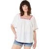 ellos Plus Size Embroidered Gauze Blouse(White)