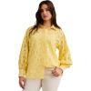 ellos Plus Size Eyelet Button Front Shirt with Blouson Sleeves(Butter)