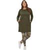 ellos Plus Size French Terry Tunic Dress(Deep Olive)
