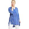 ellos Plus Size Notch Neck Crinkle Tunic(Rich Indigo White Stripe)