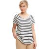 ellos Plus Size Rounded V-Neck Tee(Ivory Navy Stripe)