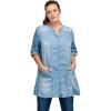 ellos Plus Size Snap Front Denim Tunic(Bleach)