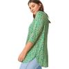 ellos Plus Size Stretch Knit Scoop Neck 3/4 Sleeve Curved Hem Tunic(Kelly Green Floral)