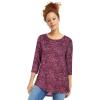 ellos Plus Size Stretch Knit Scoop Neck 3/4 Sleeve Curved Hem Tunic(Periwinkle Raspberry Floral)