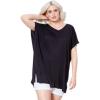 ellos Plus Size Stretch Knit Scoop Neck Oversized Tunic(Black)