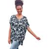 ellos Plus Size Stretch Knit Scoop Neck Oversized Tunic(Black Blue Lake Abstract)