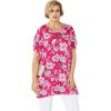 ellos Plus Size Stretch Knit Scoop Neck Oversized Tunic(Raspberry Sorbet Floral)