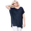 ellos Plus Size Stretch Knit Scoop Neck Oversized Tunic(Rich Navy)