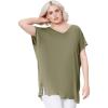ellos Plus Size Stretch Knit Scoop Neck Oversized Tunic(Sweet Olive)