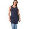 ellos Plus Size Stretch Knit Scoop Neck Sleeveless Long Tank(Navy)