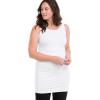 ellos Plus Size Stretch Knit Scoop Neck Sleeveless Long Tank(White)
