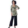 ellos Plus Size Stretch Knit V-Neck 3/4 Sleeve Knot Front Tunic(Black Pastel Floral)