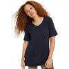 ellos Plus Size Stretch Knit V-Neck Short Sleeve Chest Pocket Tunic(Black)