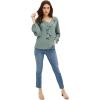 ellos Plus Size Stretch Textured Knit V-Neck Ruffle Front Top(Grey Spruce)