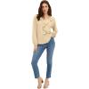 ellos Plus Size Stretch Textured Knit V-Neck Ruffle Front Top(Soft Butter)