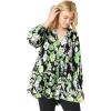 ellos Plus Size Tiered Tunic With Notch V-Neck(Black Green Floral)