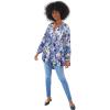 ellos Plus Size Tiered Tunic With Notch V-Neck(Pale Periwinkle Floral)