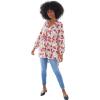 ellos Plus Size Tiered Tunic With Notch V-Neck(White Multi Floral)