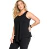 ellos Plus Size V-Neck Pointed Front Tank(Black)