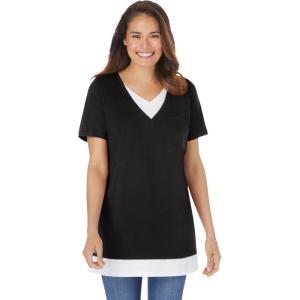 Woman Within Plus Size Layered-Look Tunic(Black)