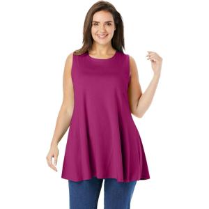 Woman Within Plus Size Sleeveless Fit-And-Flare Tunic Top(Raspberry)