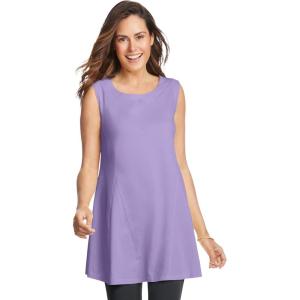 Woman Within Plus Size Sleeveless Fit-And-Flare Tunic Top(Soft Iris)