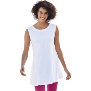 Woman Within Plus Size Sleeveless Fit-And-Flare Tunic Top(White)