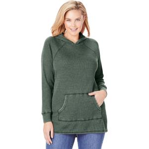Woman Within Plus Size Waffle-Thermal Hoodie(Pine)