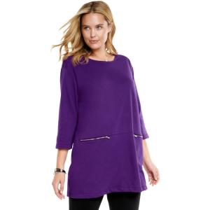 Woman Within Plus Size Zipper Pocket Tunic(Radiant Purple)