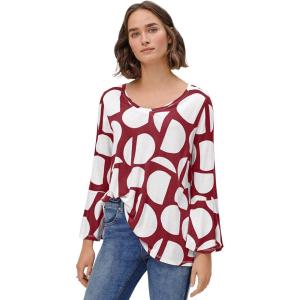 ellos Plus Size Bell Sleeve A-Line Knit Tunic(Maroon Red Graphic Print)