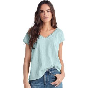 ellos Plus Size Crochet Trim Tee(Seamist)