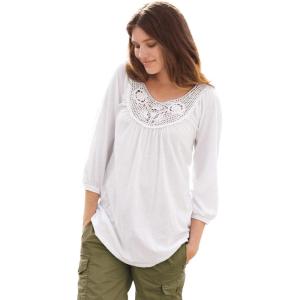 ellos Plus Size Crochet Trim Tunic(White)