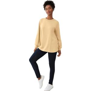 ellos Plus Size Curved Hem Sweatshirt Tunic With Side Snaps(Dusty Maize)
