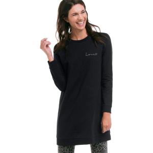 ellos Plus Size French Terry Love Tunic Sweatshirt(Black)