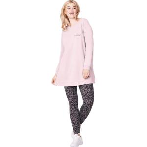 ellos Plus Size French Terry Love Tunic Sweatshirt(Misty Rose)