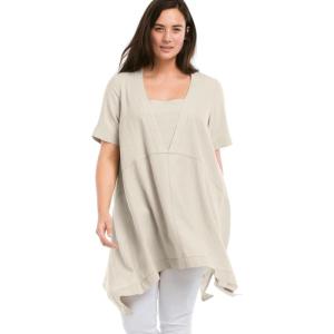 ellos Plus Size Linen-Blend Hanky Hem Tunic(Stone)