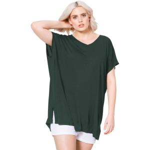 ellos Plus Size Stretch Knit Scoop Neck Oversized Tunic(Deep Emerald)