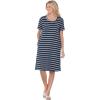Woman Within Plus Size Perfect Short-Sleeve Crewneck Tee Dress(Navy Stripe)