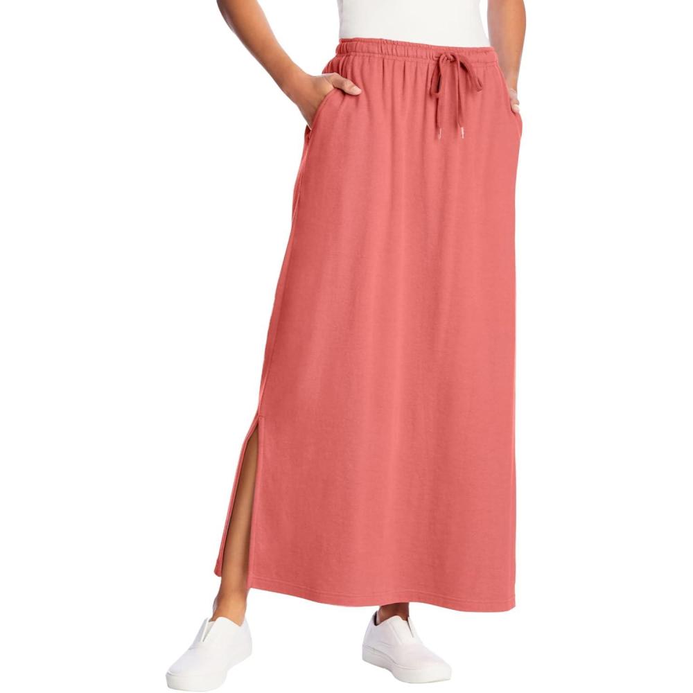 image:imageWoman Within Plus Size Sport Knit SideSlit SkirtSweet Coral