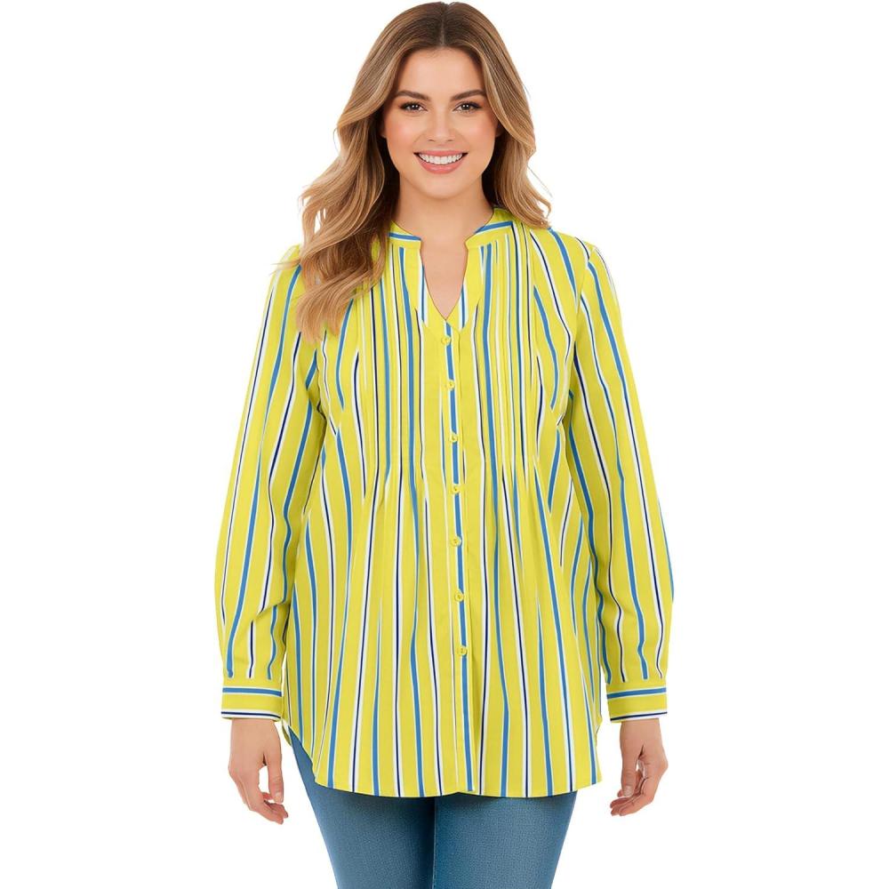 image:imageWoman Within Plus Size Perfect Pintuck TunicPrimrose Yellow Sunny Stripe