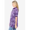 Woman Within Plus Size Elbow-Sleeve Polo Tunic(Purple Orchid Stencil Flower)