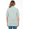 Woman Within Plus Size Elbow-Sleeve Polo Tunic(Seafoam Petal Bloom)