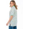 Woman Within Plus Size Elbow-Sleeve Polo Tunic(Seafoam Petal Bloom)
