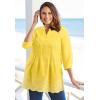 Woman Within Plus Size Embroidered Pintuck Tunic(Pale Lilac Eyelet Embroidery)