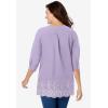 Woman Within Plus Size Embroidered Pintuck Tunic(Paradise Blue Eyelet Embroidery)