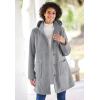 Woman Within Plus Size Hooded A-Line Fleece Coat(Black)