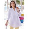 Woman Within Plus Size Perfect Pintuck Tunic(White Butterflies)
